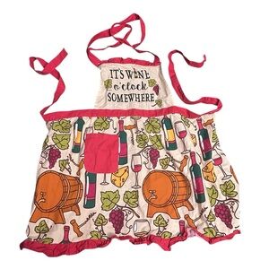 Wine-Themed Apron with Pink Accents